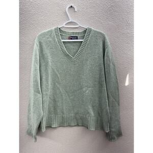 Womens Brigade by Arrow Sweater Size Large Green Long Sleeve V-Neck